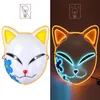 Maschere per feste Halloween EL Color Neon Cosplay LED Glowing Anime Cat Glow in the Dark DJ Club Props 220920226w