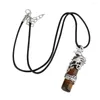 Kedjor Fashion Natural Stone Necklace Pu Leather Cord Phoenix Pendant Crystal Quartz Jewelry for Men Women