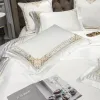 Sängkläder sätter europeisk stil lyxbroderi ädla bröllop 600 tc bomullssatin set duvet täckning lakan örngott drottning kung