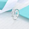 Anel de forma de T duplo simples primavera 925 Sterling Silver Diamond Arrow Ring Classic Woman Luxury Jewellery com bolsa original