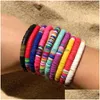 Strand z koralikami surfer heishi stosowne bransoletki dla kobiet Rainbow winyl z koralikami stretch przyjaźń bohemian letnie prezenty na plażę Drop d d dh8e4