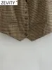 Damenwesten Zevity Vintage V-Ausschnitt mit Hound-Print, Büste, ultradünn, kurze Tanktop-Jacke, ärmellos, lässig, CT3053 231116