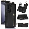 Capa de telefone com zíper magnético fólio para Samsung Galaxy dobrável Z Fold 5 4 3 5G suporte de anel de proteção completa com vários slots para cartões de couro carteira de couro com suporte dobrável