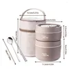 Dinnerware Sets Thermal Lunch Box Home Stackable Stainless Steel Compartment Snack Insulated Bento With Bag Portable Cutlery Set