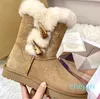 Luxury Designer Classic Color Paired with Cow Horn Buckle Snow Boot At The Top Suede Non slides and Warm Ladies Winter Booties