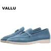 Dress Shoes Vallu Spring Autumn Products Suede Flat Bottom Round Head Metal Buckle Ladies Exquisite Bekväma lätta loafers 230417