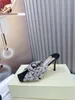 Sandali con tacco alto patchwork da donna in vera pelle PVC suola larga design a punta Temperamento elegante Scarpe da credenza Taglia standard 35-41