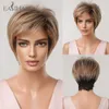 Synthetische Perücken Easihair Kurze Synthetische Perücken für Frauen Blonder Bob Geschichtetes Naturhaar Lockige Perücke Highlight Hochtemperaturfaser Cosplay 230227