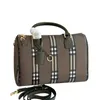 Checkered Large Pillow Bag Women Large Capacity Tote Bag Traveling Bag Splicing Colors Cowhide Genuine Leather Zipper Open Detachable Leather Shoulder Strap