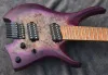 Neue 7 Saiten kopflose E -Gitarre Purple Burst geröstete Wenge Hals