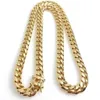 18K Gouden Miami Cubaanse Ketting Mannen Hiphop Rvs Sieraden Necklaces238p