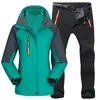 Skianzüge Damen Skianzug Outdoor Wandern Skifahren Wasserdichte Jacken Fleece Winter Warm Angeln Trekking Skijacke Hose Set für Damen 231116