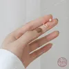 925 Sterling Zilver 14K Gold Plating Zon Maan Asymmetrische Stud Oorbellen Dames Prachtige Zoete Student Sieraden Vriendin Cadeau Oorbellen Stud Oorbellen zilveren zon