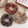 Vintage de lã tweed cabelo scrunchie feminino elegante fio dourado xadrez elástico faixas de cabelo menina laços de cabelo outono inverno 2023