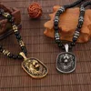 Mens Black Glass Ball Necklace Biker Lion Tag Pendant Long Necklace Sweater Chain For Women Male 8mm 28inch Golden/ Silver/ Vintage Holidays, Parties, Father's Day