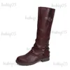 Botas de tamanho grande botas altas mulheres sapatos moda ocidental cowboy botas 2023 europeu e americano fivela de cinto sapatos para mulheres botas t231117