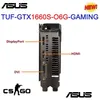 Мониторы Asus Tuf Gtx1660Ti 6G Evo Gaming Gtx1660S O6G Видеокарты Gddr6 14000 МГц 192 бит Майнинг Placa-Me Gpu Настольная видеокарта New Dhayk