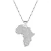 قلادة قلادة Qiamni Stainless Steel Africa Map Country Necklace Rllar Chain سلسلة أزياء مجوهرات أصدقاء الحفلات للنساء الرجال