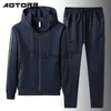 Trainingsanzüge für Herren Herbst Neue lässige Mode Herren Sportanzug Einfarbiger Trainingsanzug Kapuzenjacke + Hose Frühling 2-teiliges Set Herren Jogging-Sportbekleidung J231117