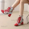 Buty nowe damskie buty kostki w kratę patchwork buty zimowe buty sukienki na obcasie podwójne buty buciki botki botas mujer t231117