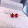 Günlük aşınma için kalp taş saplama küpeleri 5mm toplam 1Ct Doğal Garnet Küpe 18K Altın Kaplama 925 Gümüş Garnet Takı