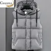 Hommes gilets marque gilet hommes automne chaud à capuche en coton gilet mâle décontracté sans manches vestes mince manteau homme 231116