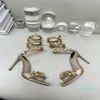 sandalo firmato tacco scarpe donna diamante quadrato Ciabatte in cristallo tacco altissimo 9,5 cm pelle taglia 34-43