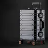 Top Suitcases All aluminum magnesium alloy travel suitcase Men s Business Rolling luggage on wheels trolley Carry Ons cabin