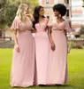 Mix Styles Spaghetti Satin Floor-length Bridesmaid Dress Short-sleeve Bridesmaids' & Formal Dresses