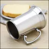 Mugs 16Oz Double Wall Stainless Steel Tankard Beer Mug Cocktail Breakfast Tea Milk With Handgrip Coffee Cup Bar Tools Drinkware Tool Dhe9A