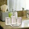 Bath Accessory Set 4Pcs Bathroom Accessories Transparent Toothbrush Holder Soap Dispenser Cup For Household El Decor