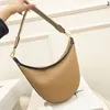 Axillary Crescent Bag Lady Handbag Purse Cowhide Genuine Leather Crossbody Bags Removable Fashion Old Flower Letters Woven Shoulder Strap Luna Half Moon Wallet