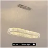 Modern Oval Yemek Odası Led Avize Lüks K9 Kristal Avize Çelik Kaplama Avize Oturma Odası Minimalist Lambalar