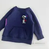 Sweat-shirt brodé de chien de dessin animé pour enfants, pull chaud en velours avec lettres imprimées pour garçons et filles, Z5455