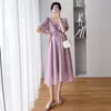 Abiti premaman CARECODE Abiti premaman estivi Donna Manica a sbuffo allentata vintage francese Abiti eleganti pieghettati Pography Abiti gravidanza 230417