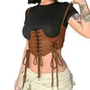 Ceintures Xingqing Femmes Cummerbunds Vintage Esthétique Solide Couleur Sans Manches Corset Crop Top PU Sous-Vêtements En Cuir Corps Taille Accessoires