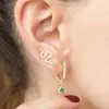 Studörhängen Guldfärg 925 Sterling Silver Vermeil Snake Climber Earring For Women Gift Söt djurbelagd CZ Stone Trendy Fine Boho