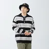 Maglioni da uomo Giappone Uomo Streetwear Vintage Fashion Stripe Colletto rovesciato Pullover Maglioni Felpe Maglieria maschile Cappotto