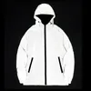 Men's Jackets Night Reflective Jackets Double Fabric Windbreaker Hooded Jacket Men Hip Hop Dancer singer Waterproof Zipper Coats Outwear 231206