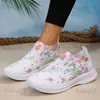 Chaussures habillées Mode maille imprimée chaussette baskets femmes strass tricoté respirant chaussures plates femme confort antidérapant course chaussures de marche T231117