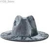 Brede Rand Hoeden Emmer Hoeden 2020 Nieuwe Dames Heren Goud fluwelen Fedora Hoed Gentleman Elegante Dame Winter Herfst Brede Rand Jazz Kerk Panama Sombrero Cap 56-58CM YQ231116