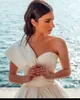 Stunning Plus Size A Line Wedding Dresses Bohemian One Shoulder Sleeveless Satin Draped Pleats Garden Sweep Train Boho Bridal Gowns Custom Vestidos De Novia