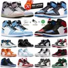 Jumpman 1 농구화 1s University Blue Hyper Royal Patent Bred Dark Mocha Smoke Grey Chicago Unc 남자 스 운동어 스포츠 야외 트레이너 EUR 36-47