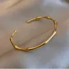 Cuff MEYRROYU Stainless Steel Gold Color Bamboo Joint Bangles Trend Bracelet For Women Men Romantic Party Gift Fashion Jewelry 231116