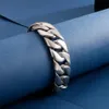 Manschett Fongten Silver Color Matte Steel Armband för män bred kubansk länkkedja Punk Hip Hop -armband Bandlar Fashion Jewelry Mens Gift 231116