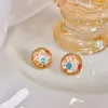 Boucles d'oreilles design demi-boule de verre mode fleur colorée ronde en forme d'oreille bijoux cadeaux de fête pour femmes filles