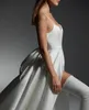 Plus Simple Size A Line Abiti da sposa per le donne Spalline in raso Taffetà Pieghe drappeggiate Backless Abiti da sposa spaccati sul lato alto Abiti su misura De