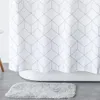 Aimjerry Rideau de douche en tissu pour baignoire blanc et gris avec 12 crochets 71 x 71 h, haute qualité, imperméable et résistant à la moisissure 041 L247o