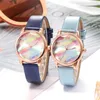 Armbanduhren Farben Uhren Für Damen Casual Quarz Analog Armbanduhr Lederband V Strap Top Montre Femme