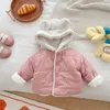 Täck New Children's Cotton Dress Autumn Winter 0-5 Y Girls 'Baby Plus Velvet Thick Hooded Warme Children's Simple Fashion Top Jacket 231117